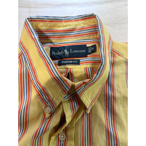 Ralph Lauren Yellow Striped Button up Shirt Mens M Long Sleeve - Picture 6 of 8